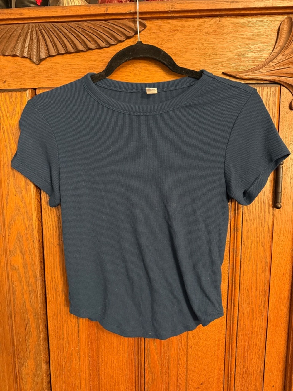 Marshalls Navy Ribbed Short-Sleeve Tee